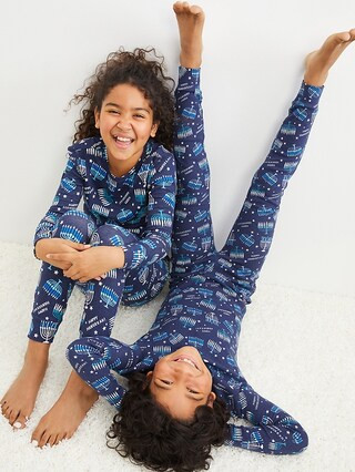 Gender-Neutral Matching Glow-In-The-Dark Hanukkah Snug-Fit Pajamas For Kids | Old Navy (US)