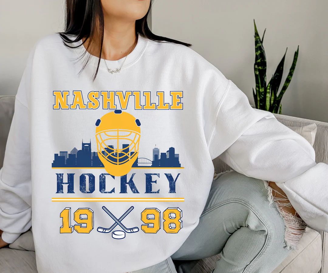 Vintage Nashville Hockey Sweatshirt Cute Nashville Crewneck - Etsy | Etsy (US)