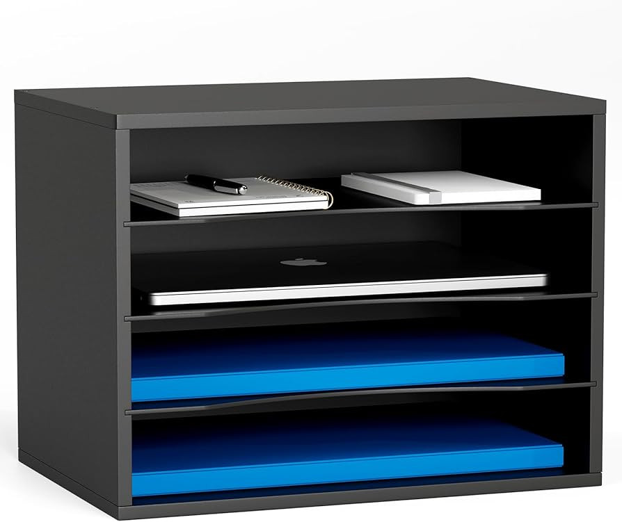 Wood Desktop Letter Tray File Organizer, Paper Storage Mail Sorter with 3 Adjustable Drawer Board... | Amazon (US)