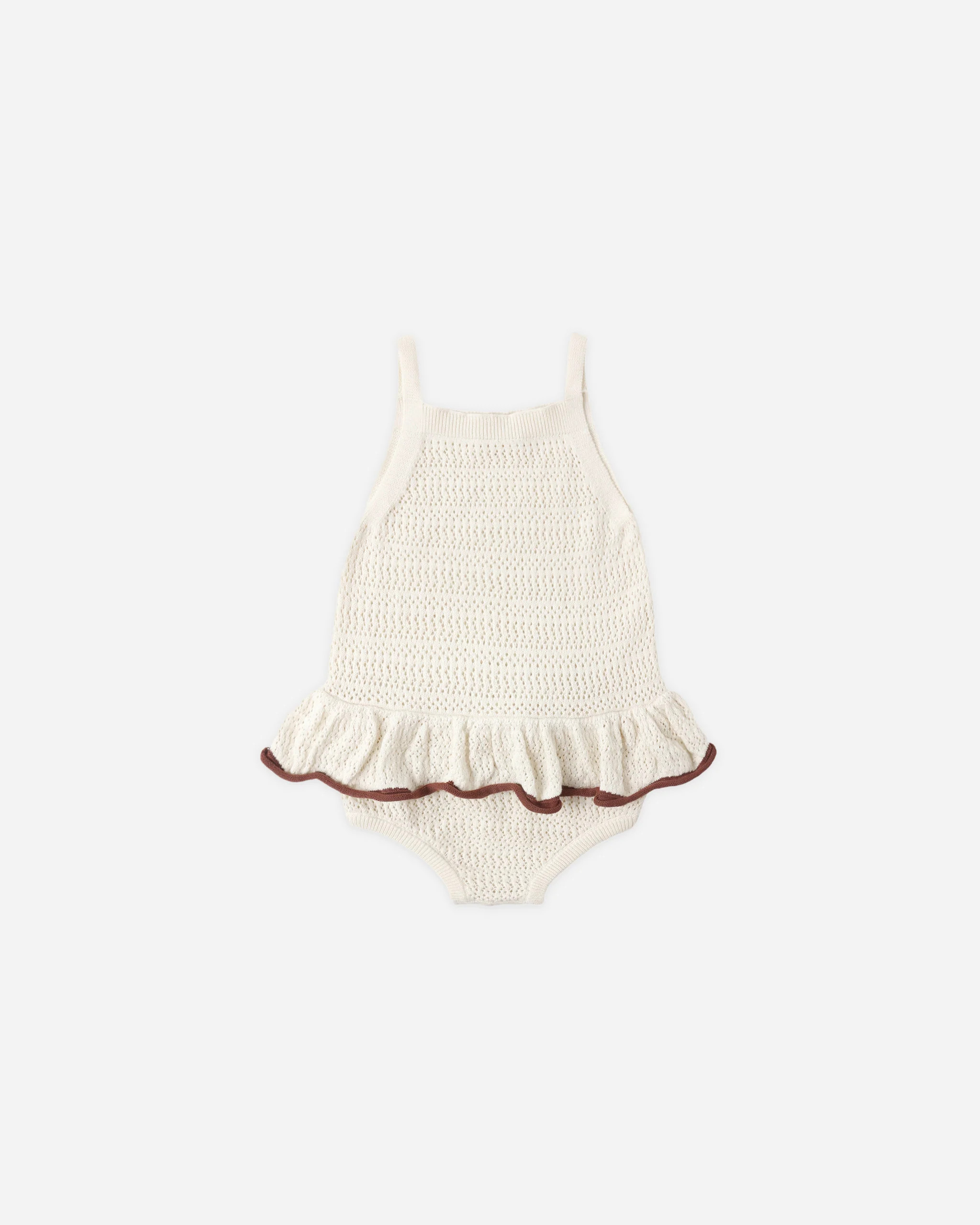 Crochet Ruffle Romper Natural | Rylee + Cru