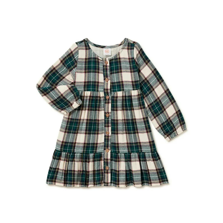 Wonder Nation Baby and Toddler Girls Long Sleeve Dress, Sizes 12M - 5T | Walmart (US)