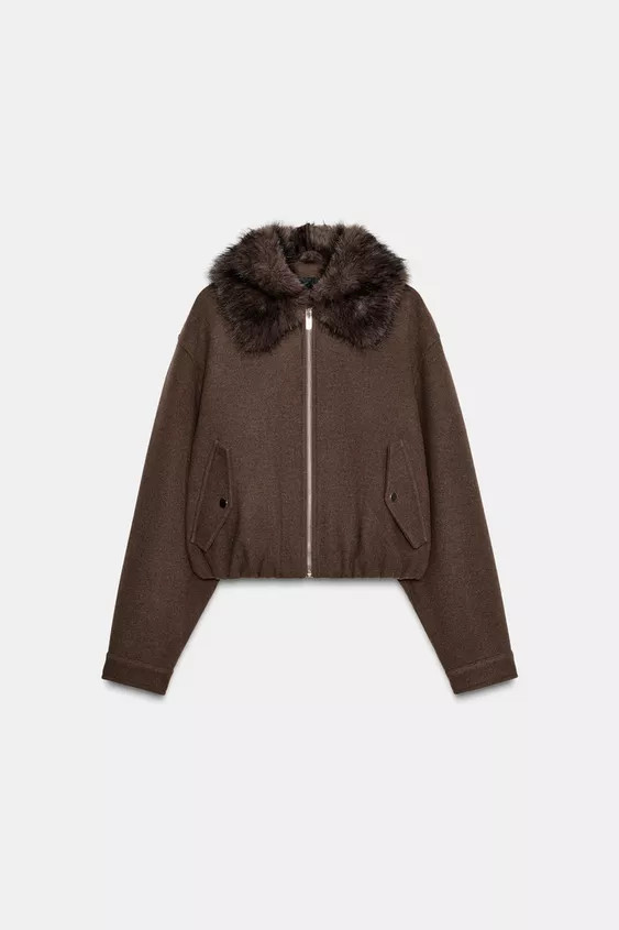 SOFT BOMBER JACKET WITH FAUX FUR COLLAR | Zara US