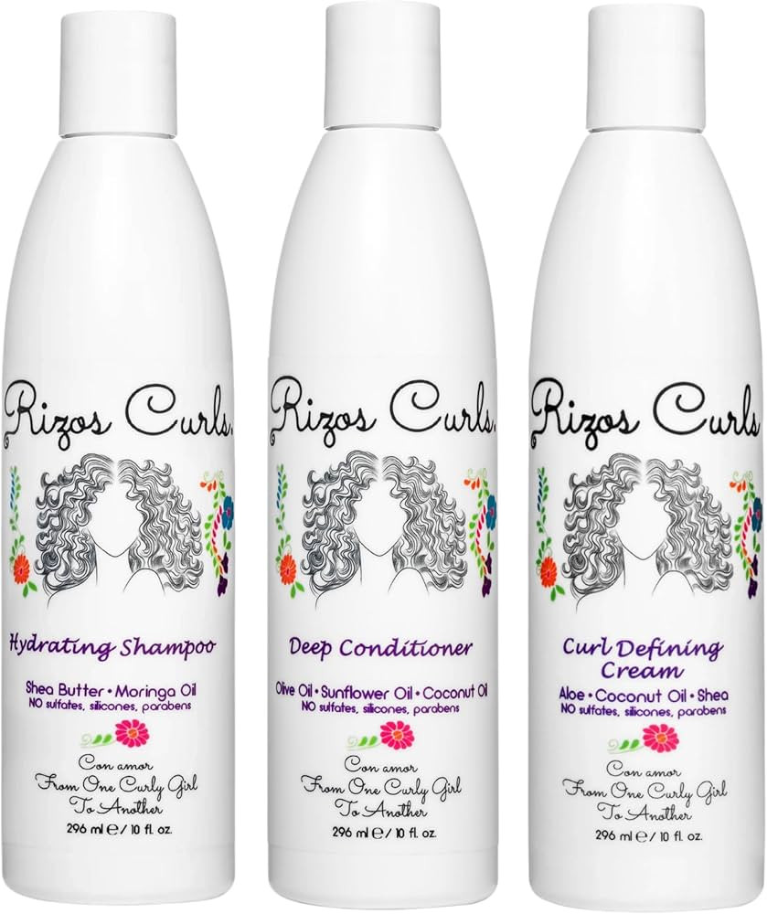 Rizos Curls Trio Bundle, Hydrating Shampoo & Deep Conditioner & Curl Cream Bundle, Gently Cleanse... | Amazon (US)