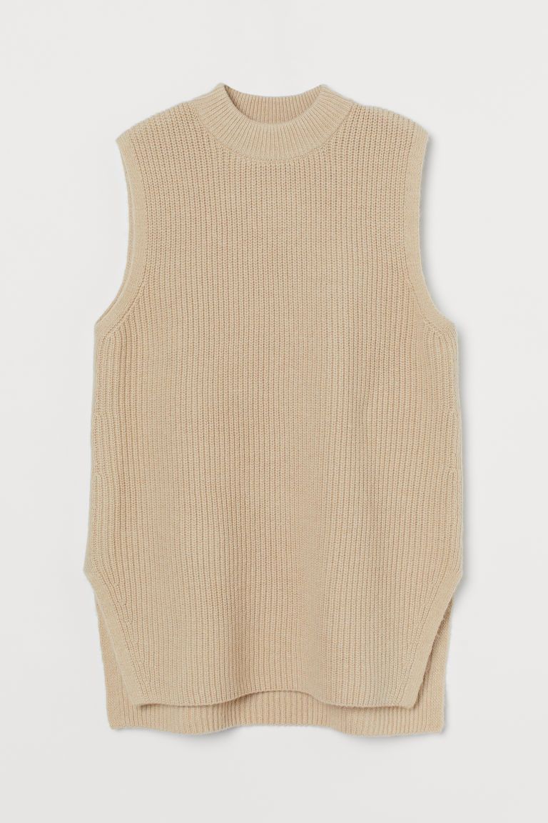 H & M - Rib-knit Sweater Vest - Beige | H&M (US + CA)