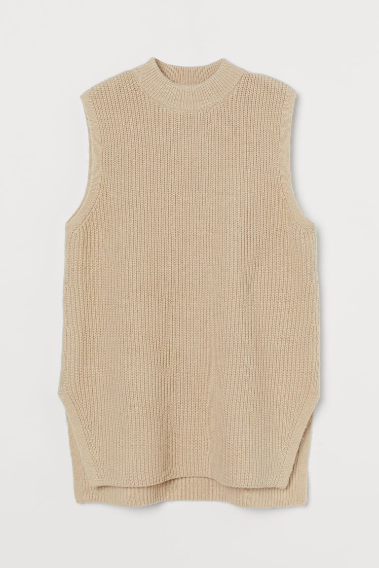 H & M - Rib-knit Sweater Vest - Beige | H&M (US)