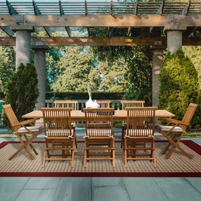 Rectangular 8 - Person 71'' Long Teak Dining Set with Cushions | Wayfair North America