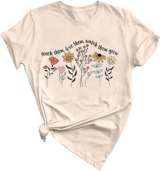 Women Teacher Shirt Teach Them Watch Them Grow TShirt Teacher Appreciation Shirt Wildflower Graph... | Amazon (US)