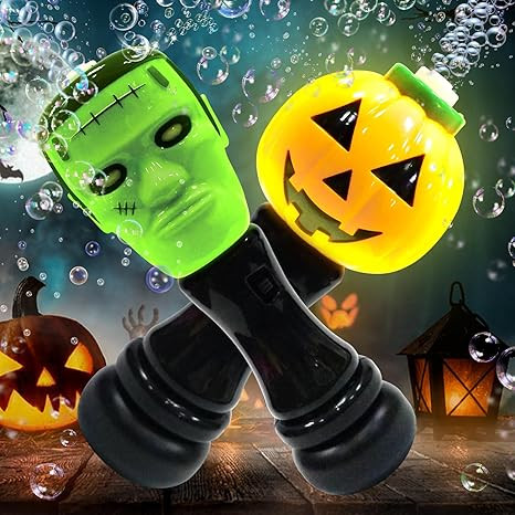 2 PCS Halloween Bubble Blower Wand for Kids, Automatic Light Up Pumpkin and Science Freak Bubble ... | Amazon (US)