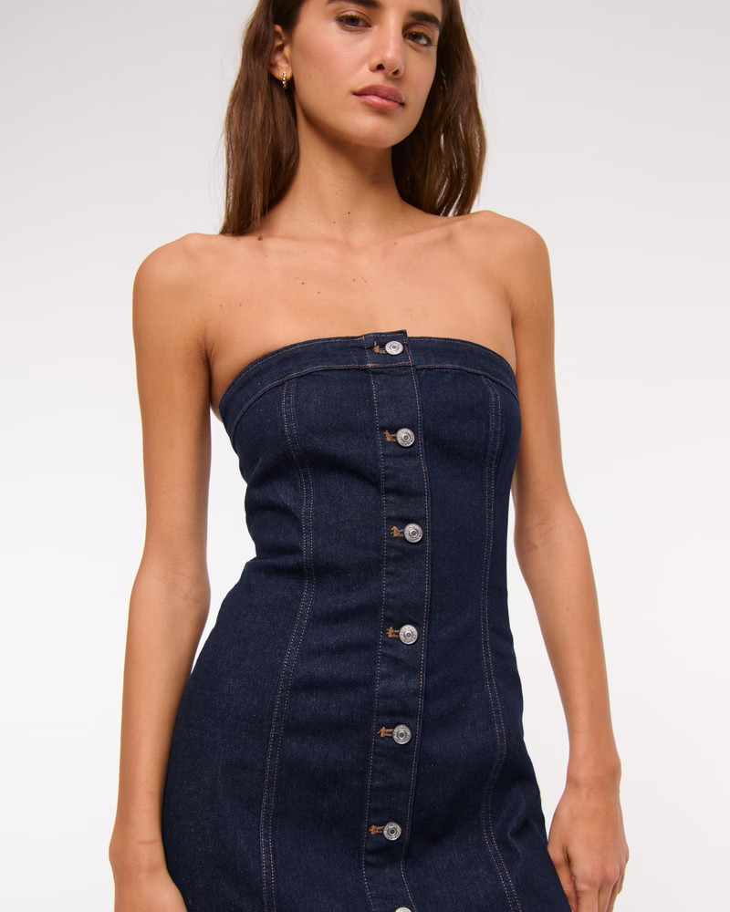 Women's The A&F Mara Strapless Denim Mini Dress | Women's Dresses & Jumpsuits | Abercrombie.com | Abercrombie & Fitch (US)