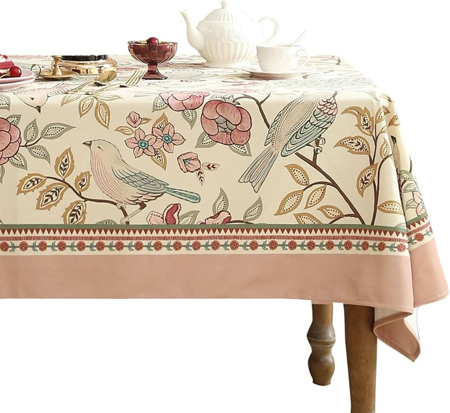 Designer French Tablecloth,Beige Provencal Floral Pattern Table Cloth for Rectangle Tables,Italia... | Amazon (US)
