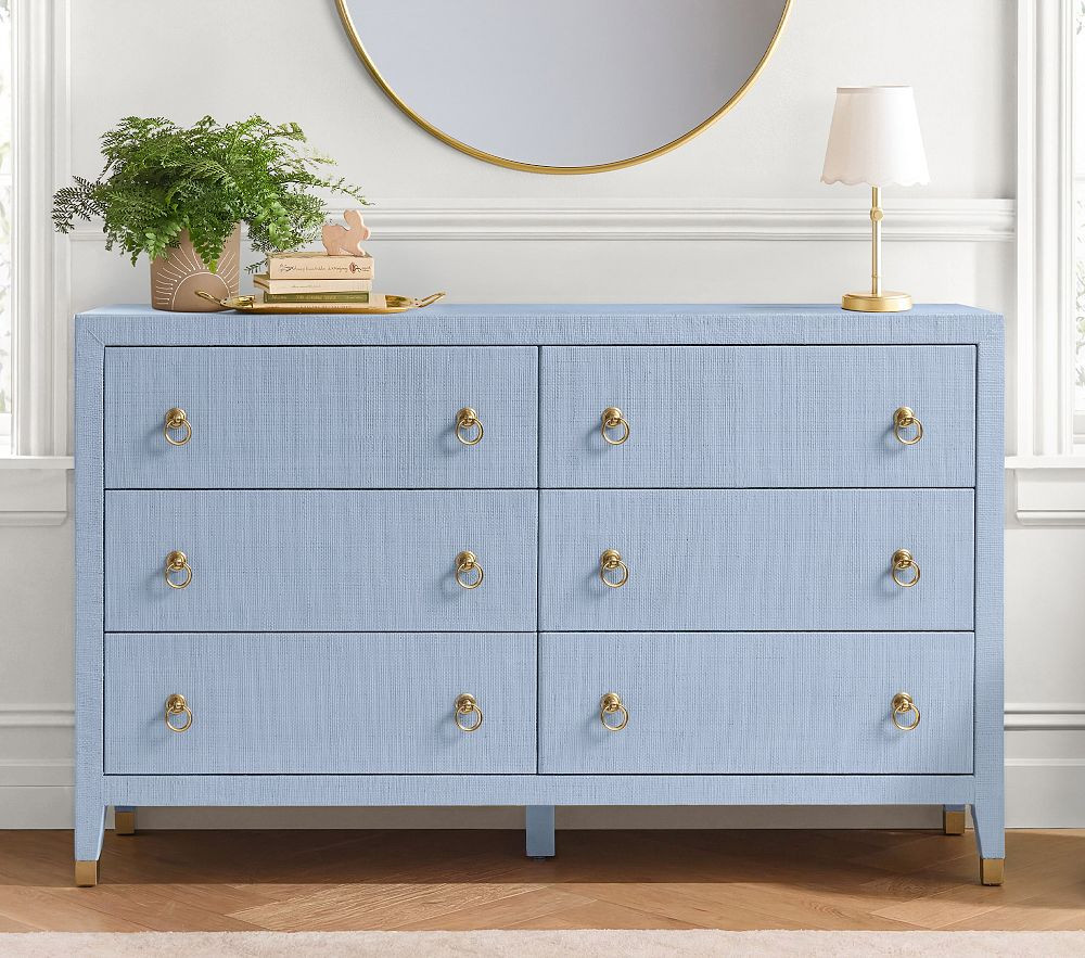 AERIN Raffia 6-Drawer Dresser (56w x 19d") | Pottery Barn Kids