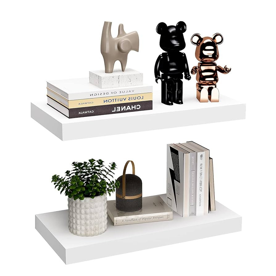 WELLAND 12" Deep White Floating Shelves 2 Pack, Wall Shelf Display Floating Shelf, 23.62" L x 11.... | Amazon (US)