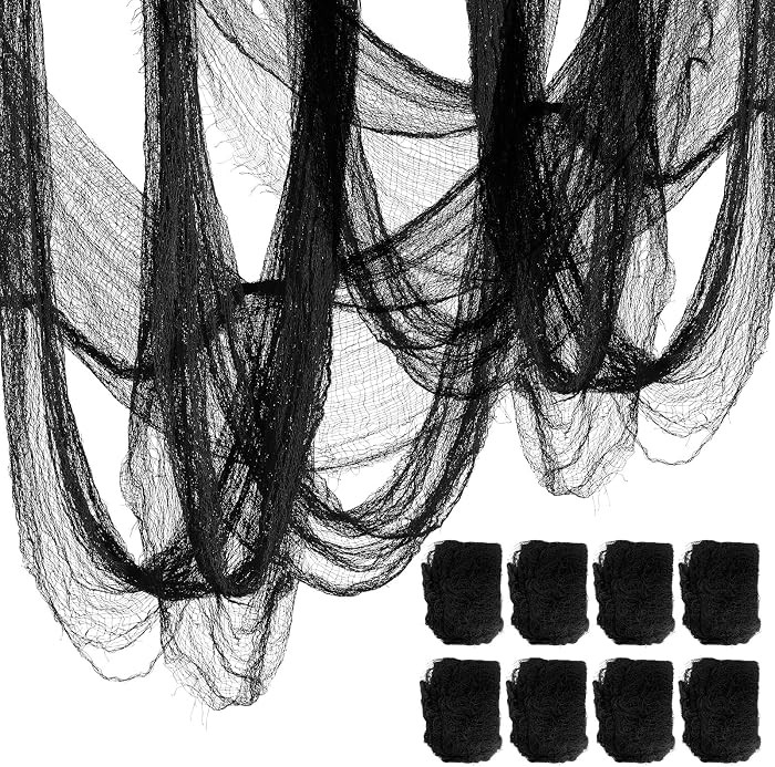 8 Pack Halloween Black Gauze Wall Decor,Outdoor Halloween Fake Spider Web Decorations Webbing,Cob... | Amazon (US)