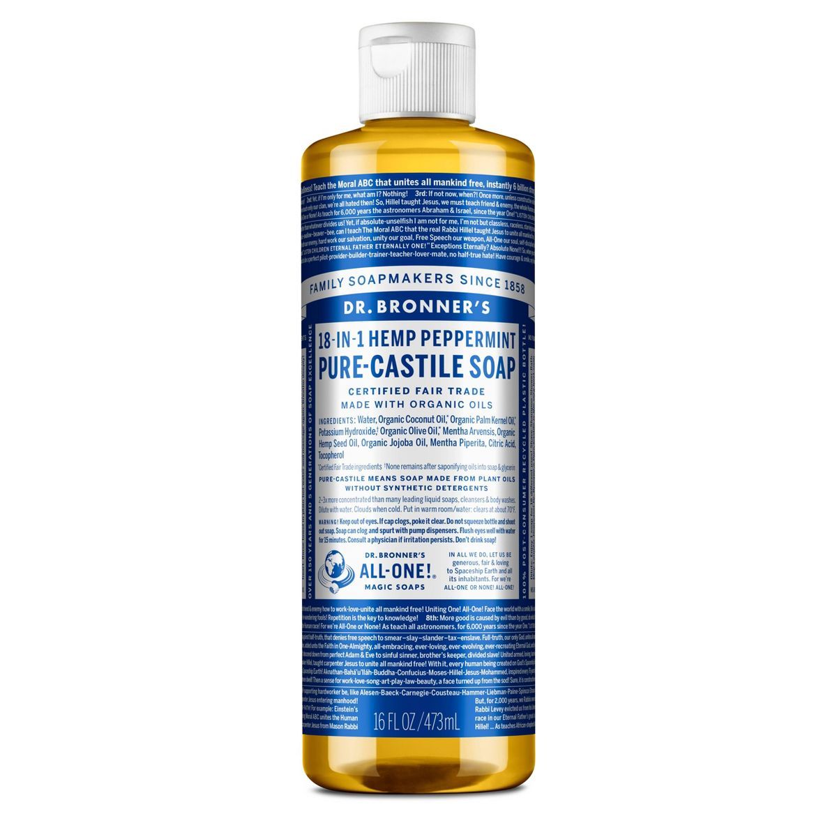 Dr. Bronner's Pure Castile Soap - Peppermint - 16 fl oz | Target