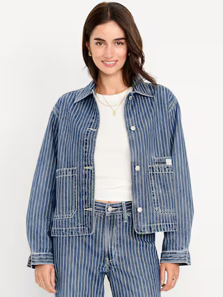 Cropped Jean Chore Jacket | Old Navy (US)