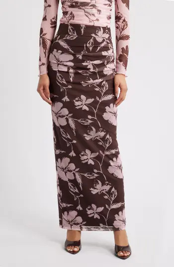 Navida Ruched Mesh Midi Skirt | Nordstrom