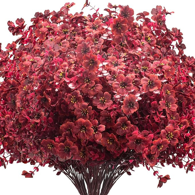 16 Bundles Artificial Boxwood Flowers Outdoor UV Resistant, 13.5" Fall Faux Greenery for Porch Pl... | Amazon (US)