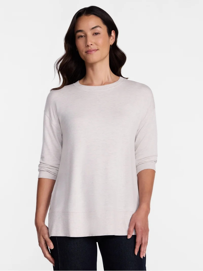 Time and Tru Women's and Women's Plus French Terry Tunic Sweatshirt, Sizes XS-XXXL | Walmart (US)