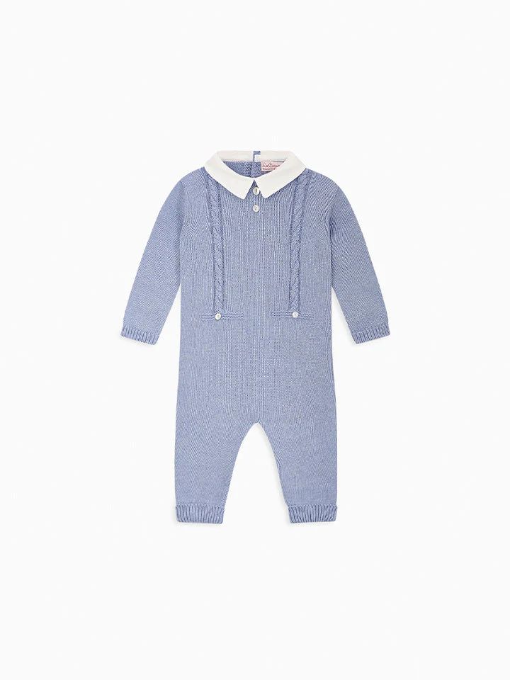 Blue Emilio Cotton Baby Jump Suit | La Coqueta (US)