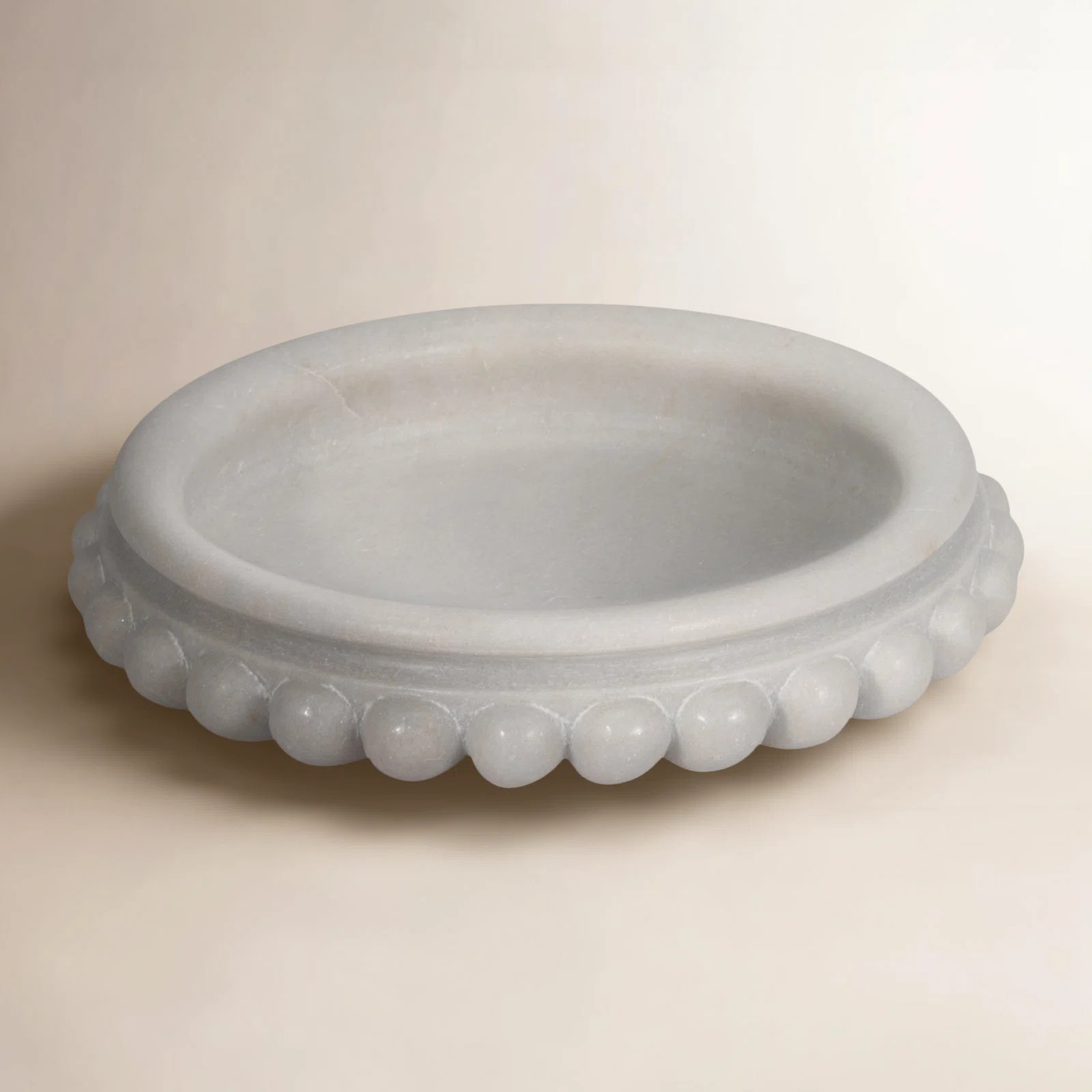 White Marble Decorative Bowl - 18" Round Stone Centerpiece with Elegant Detailing for Home, Offic... | Wayfair North America