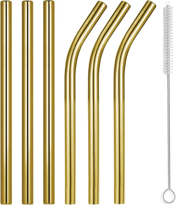 Vinaco 8.5" and 10.5" Big Smoothie Straws & Milkshake Straws, 6 Pack Food-grade Stainless Steel S... | Amazon (US)