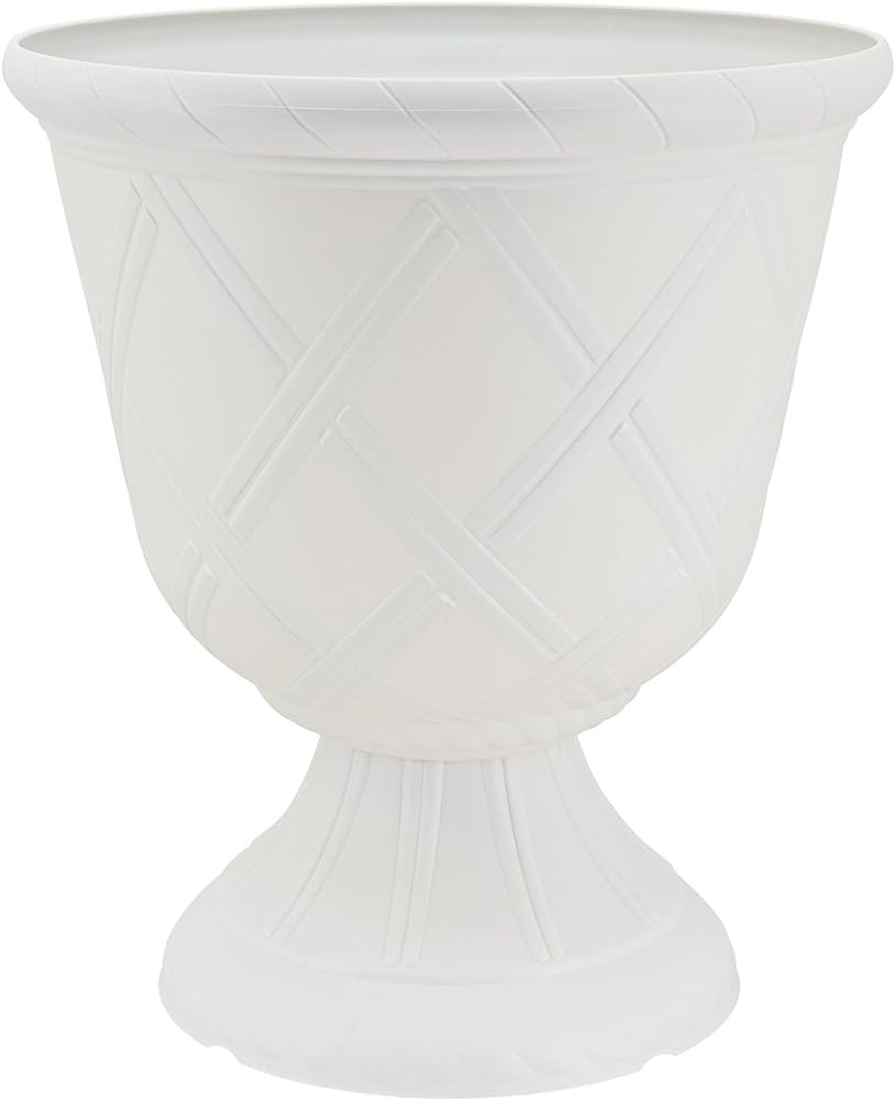 Arcadia Garden Products PL61WT Lattice Plastic Garden Urn, Classic Decorative Garden Pot Planter ... | Amazon (US)