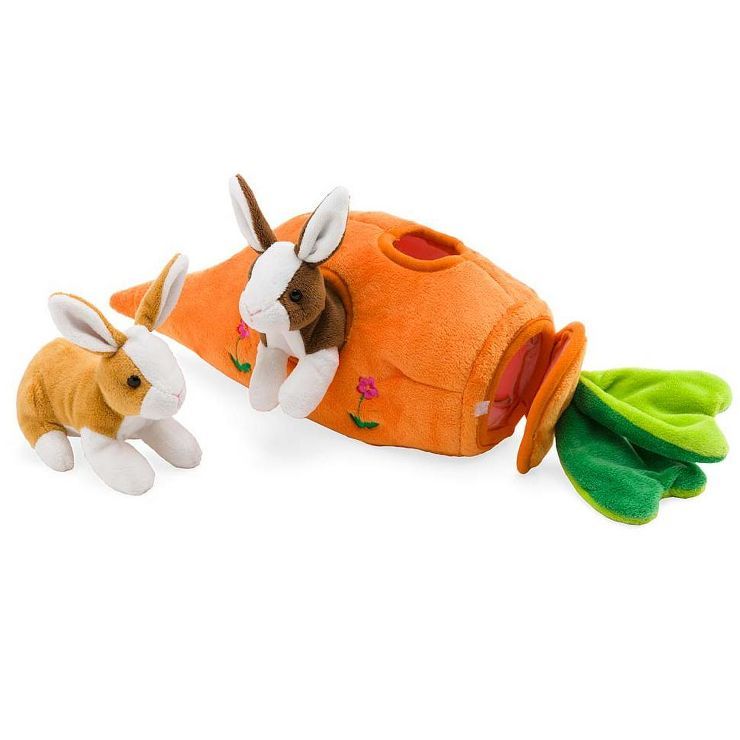 HearthSong Plush Bunny Portable Play Set with Carrot Home and Two Bunnies | Target