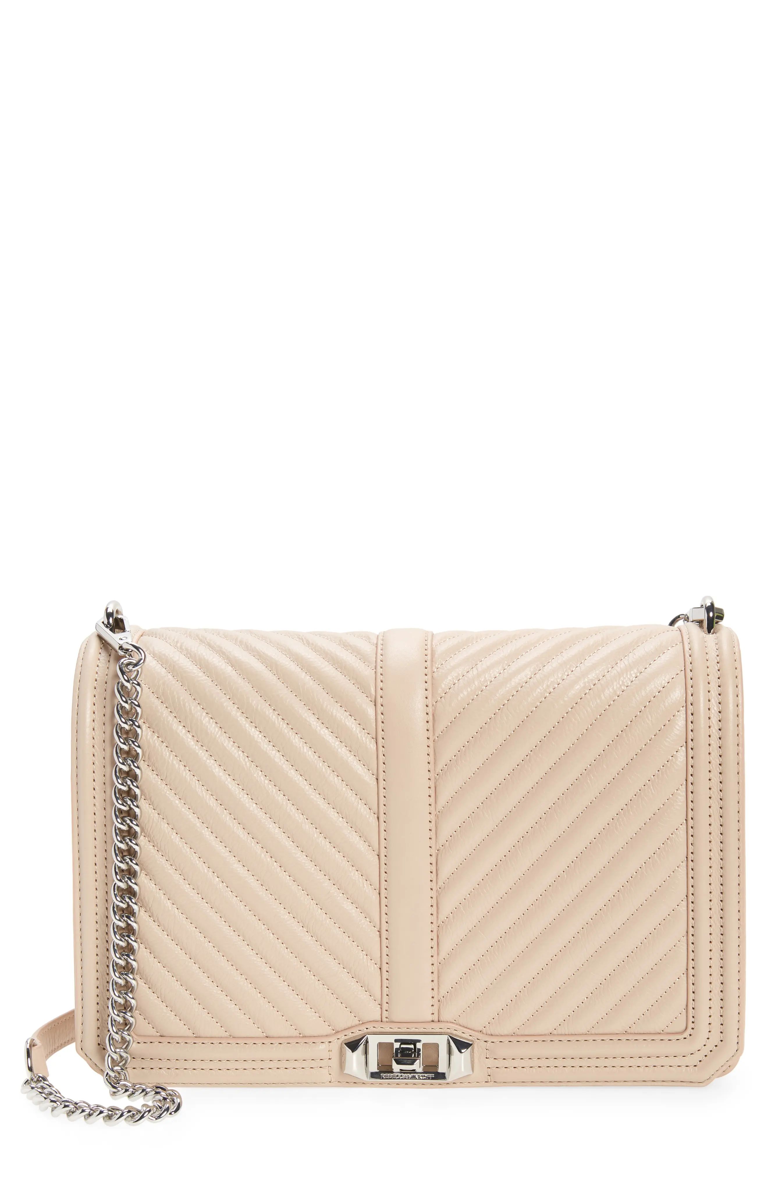 Rebecca Minkoff Jumbo Love Chevron Quilted Crossbody in New Nude at Nordstrom | Nordstrom