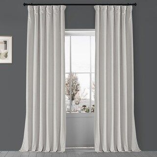 Exclusive Fabrics Signature Porcelain White Velvet Blkt Curtain Panel (50 X 84 - Porcelain White) | Bed Bath & Beyond