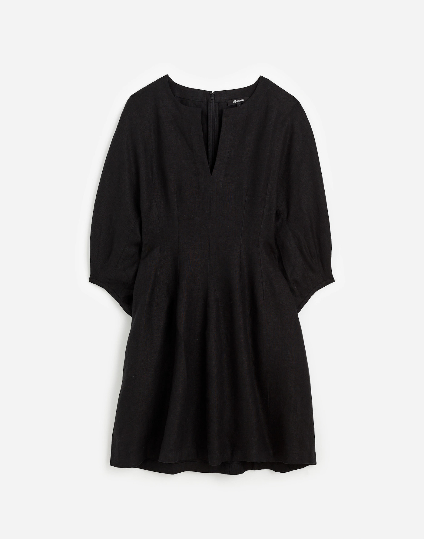 Splitneck Mini Dress in 100% Linen | Madewell