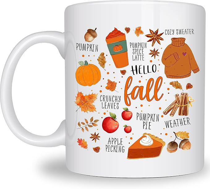 Hello Fall Coffee Mug, Fall Mug, Pumpkin Spice Mug, Autumn Mug, Fall Cups, Cute Mugs for Women, S... | Amazon (US)