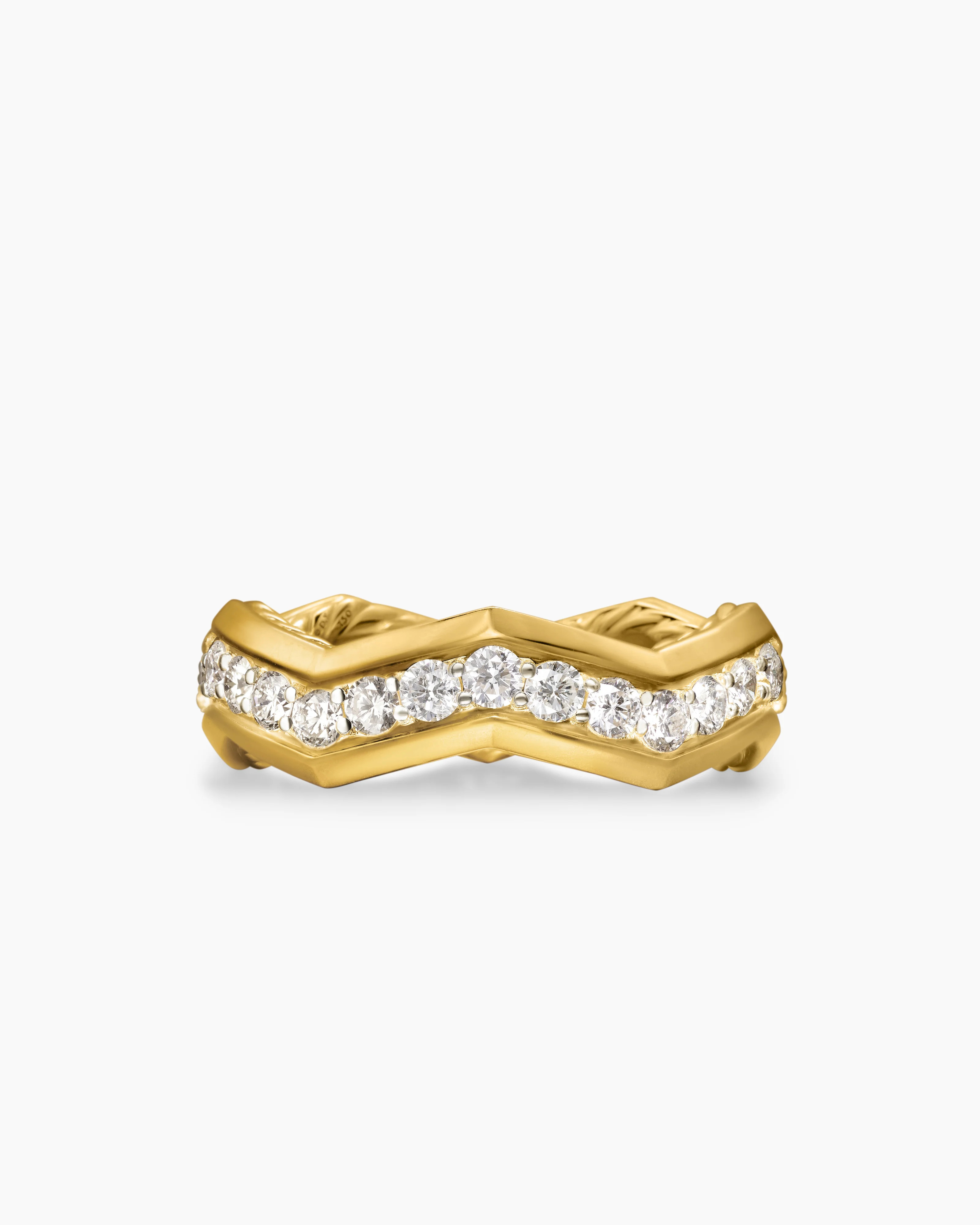 David Yurman | Zig Zag Stax Ring in 18K Yellow Gold with Diamonds, 5mm | David Yurman