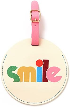 Ban.do Getaway Circle Suitcase Tag for Travel, Durable Vegan Leather Luggage Identifier, Smile | Amazon (US)