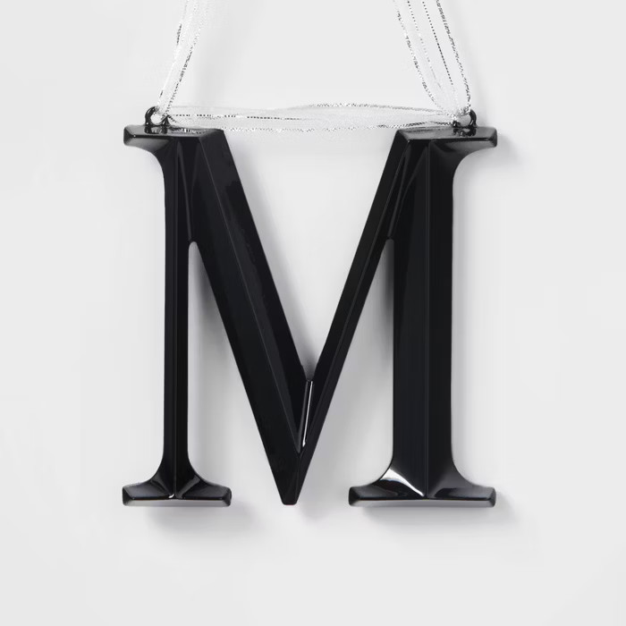 Metal Monogram Christmas Tree Ornament Black Letter M - Wondershop™ | Target
