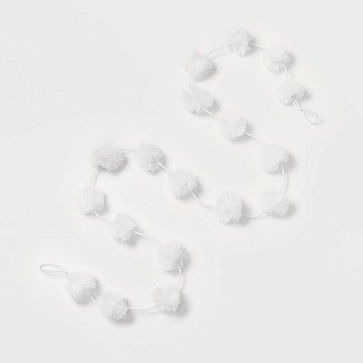 72" White Faux Fur Ball Garland - Wondershop™ | Target