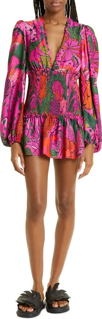 FARM Rio Leopards Long Sleeve Minidress | Nordstrom | Nordstrom