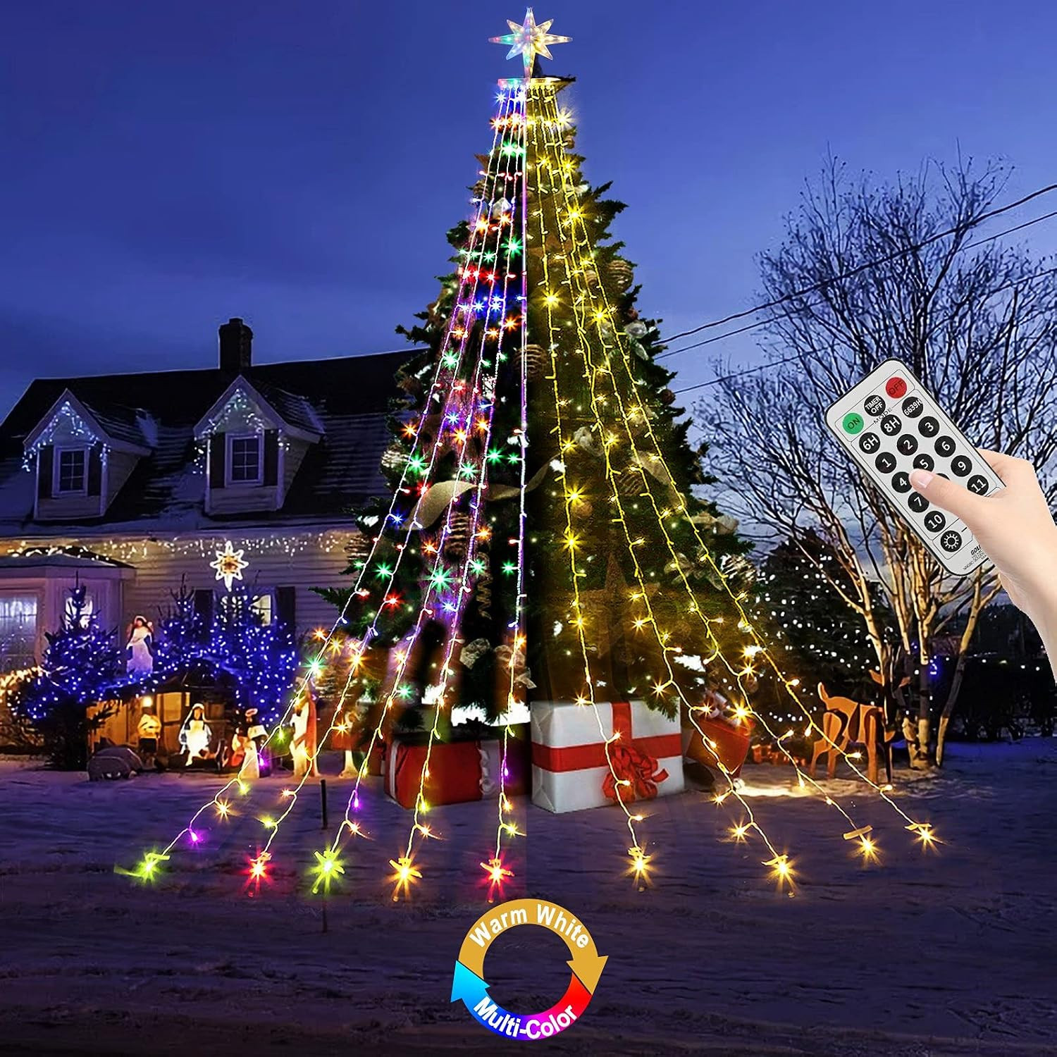 PUHONG Color Changing Christmas Lights, Outdoor Dipper Star String Lights,16.4Ft 320 LED Christma... | Amazon (US)