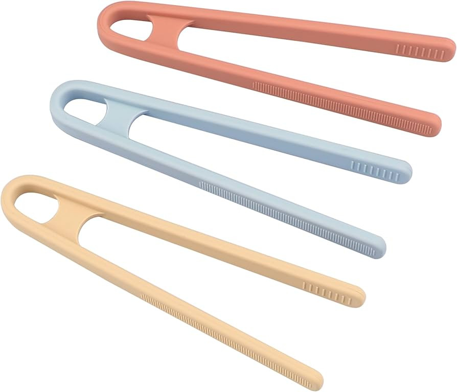 3 Pcs Silicone Mini Tongs 5.5 Inch 3 Colors Small Toddler Tongs, Silicone Toddler Tongs for Fine ... | Amazon (US)