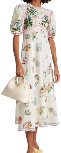 Puff Sleeve Maxi Dress - Women's Summer Graffiti Y2k Vintage Boho Tropical Floral Colorful Dress | Amazon (US)