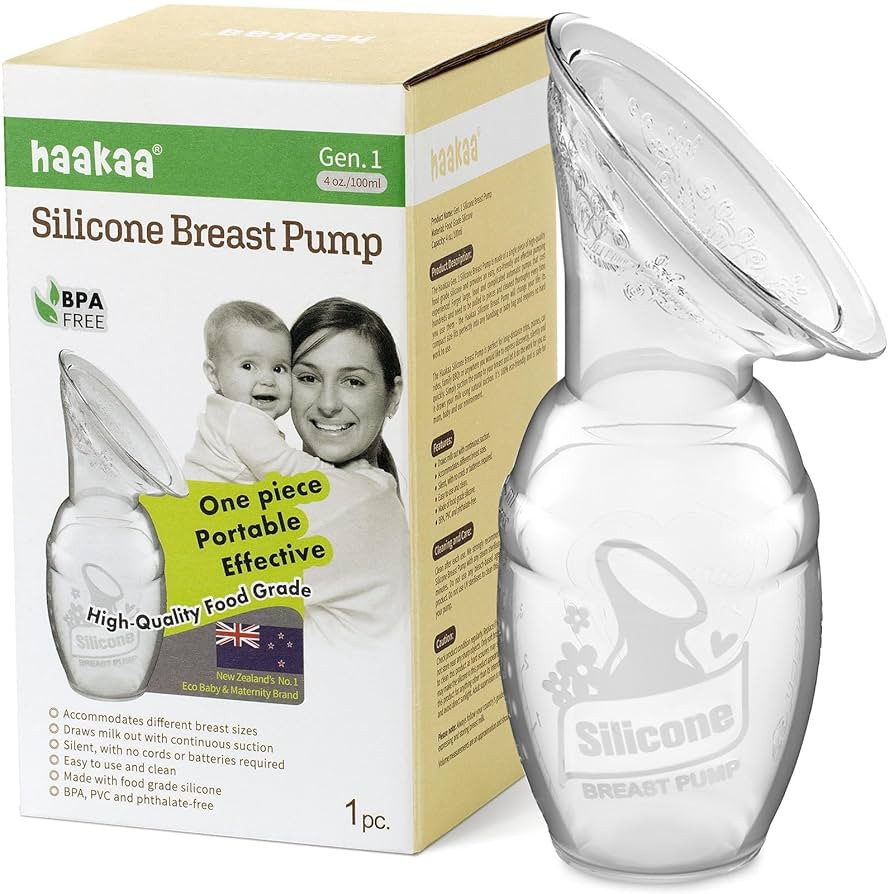haakaa Manual Breast Pump for Breastfeeding, Silicone, Clear 4oz/100ml | Amazon (US)