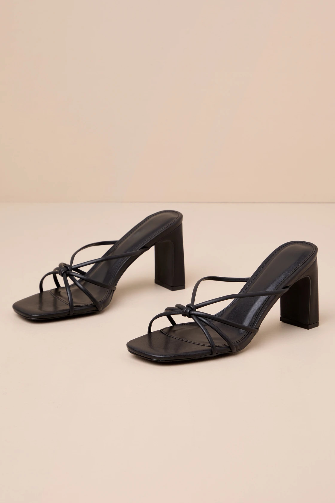 Portny Black Strappy Knotted High Heel Slide Sandals | Lulus