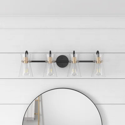 Black & Brass Vanity Light with Glass Shade, Dimmable, E26 Base – UL Certified | Wayfair North America