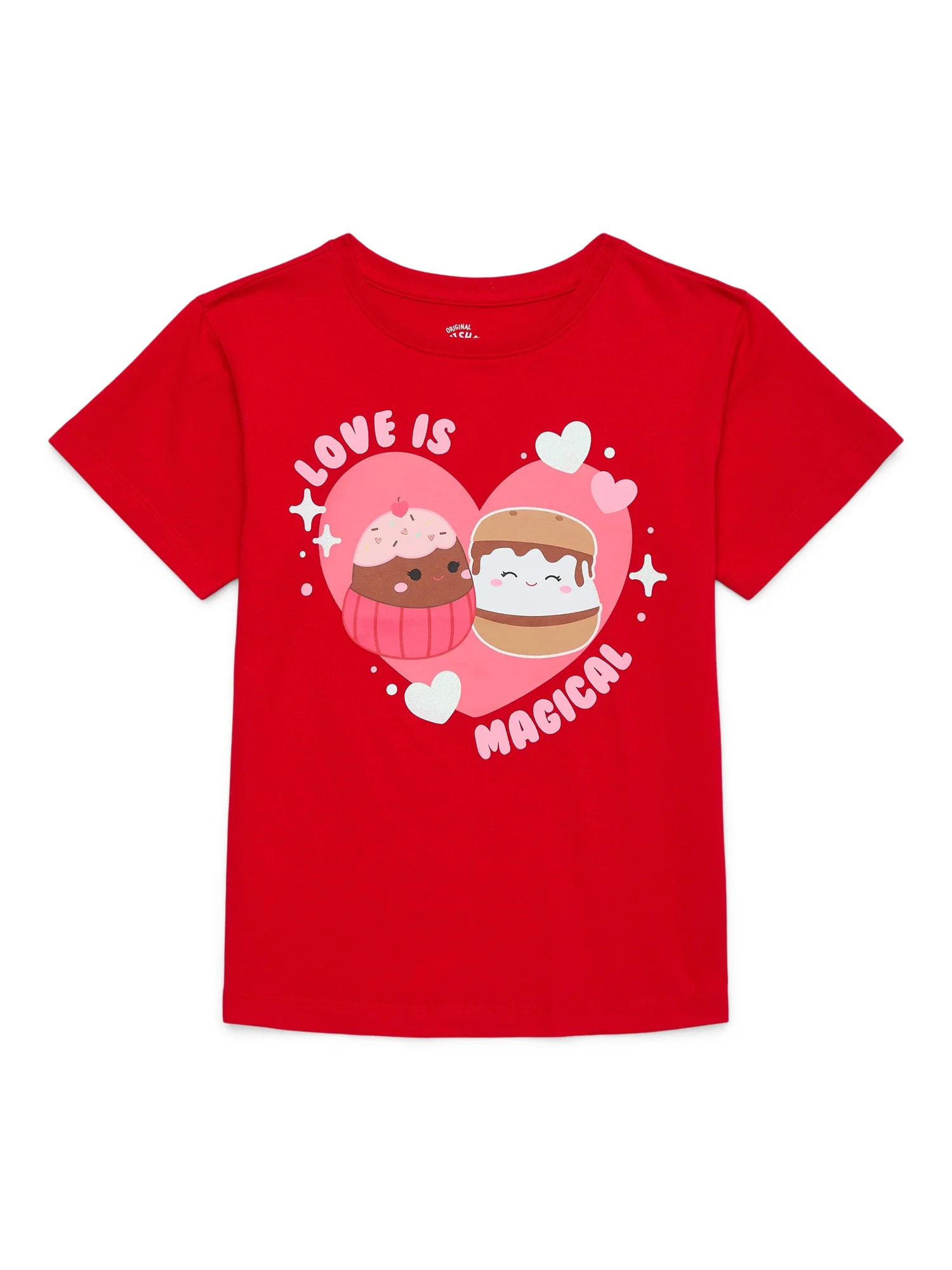 Squishmallow Love is Magical Girls Valentine's Day Short Sleeve Graphic Tee, Sizes 4-16 | Walmart (US)