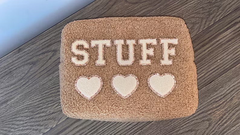 Large Sherpa personalized travel bag- Sherpa makeup bag- Sherpa cosmetic bag- Sherpa personalized... | Etsy (US)