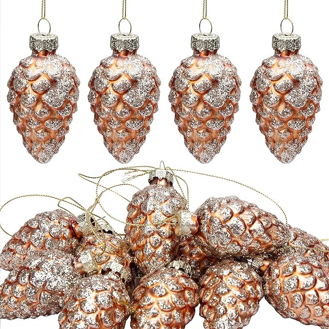 Amazon.com: Watayo 12 PCS Christmas Pinecone Glass Ornaments-Hanging Pine Cone Painted Glass Orna... | Amazon (US)