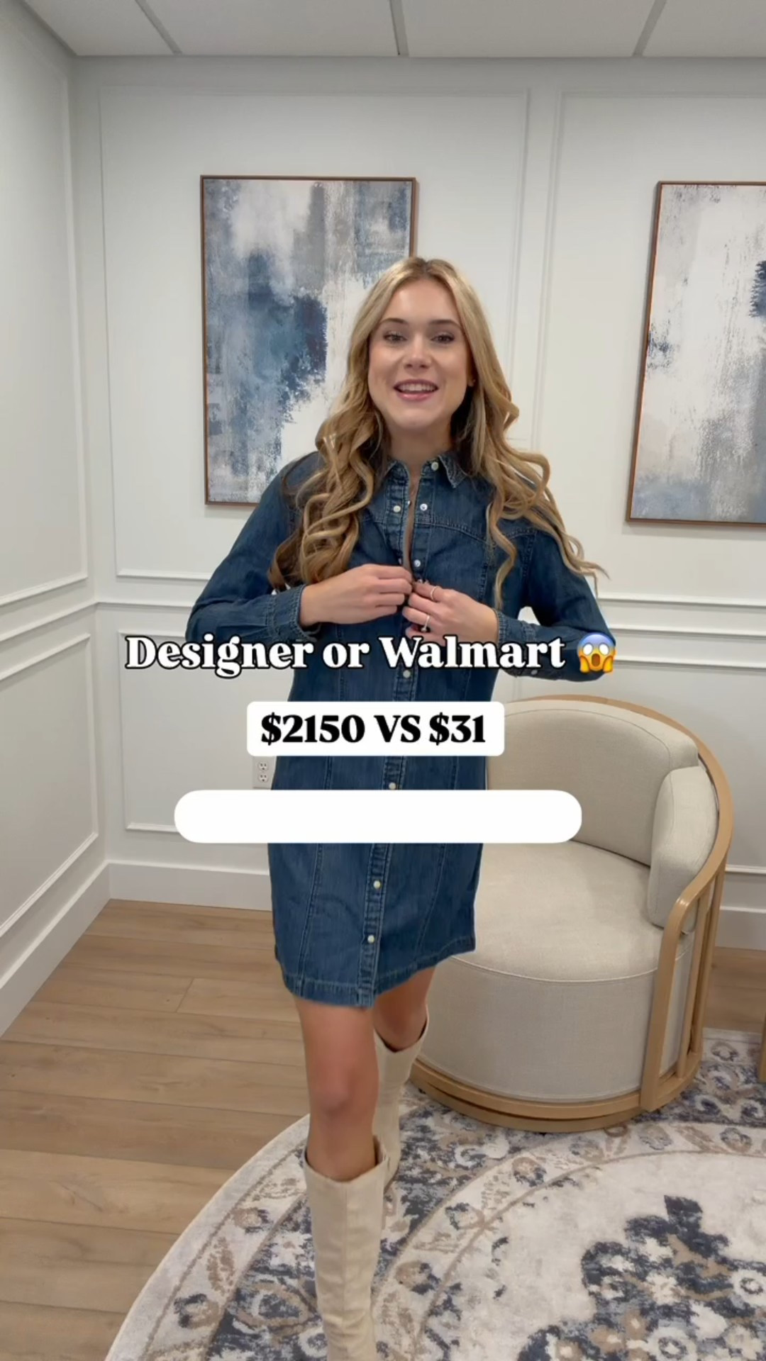 Designer look… without the designer price 😱 Can you believe this denim dress is $31 vs $2150?!
Such a chic, easy Walmart outfit idea for fall 🤎✨

#LTKFindsUnder50 #LTKSeasonal #LTKootd