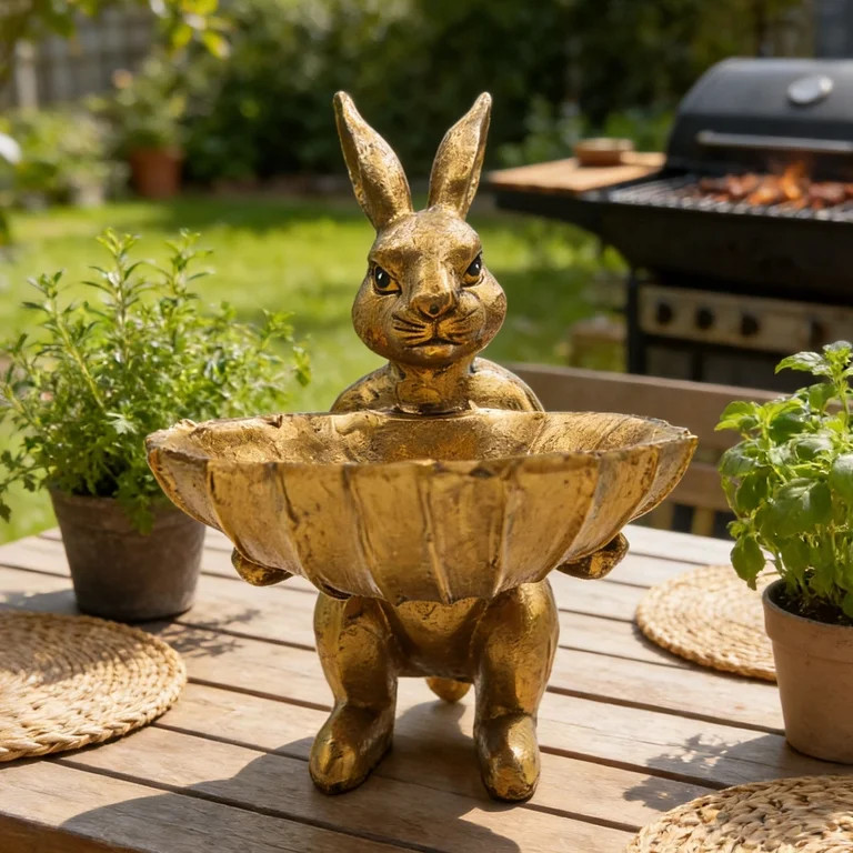 Leutsin Easter Bunny Decorative Tray - Golden Bunny Figurine Indoor Tabletop Outdoor Porch Servin... | Walmart (US)