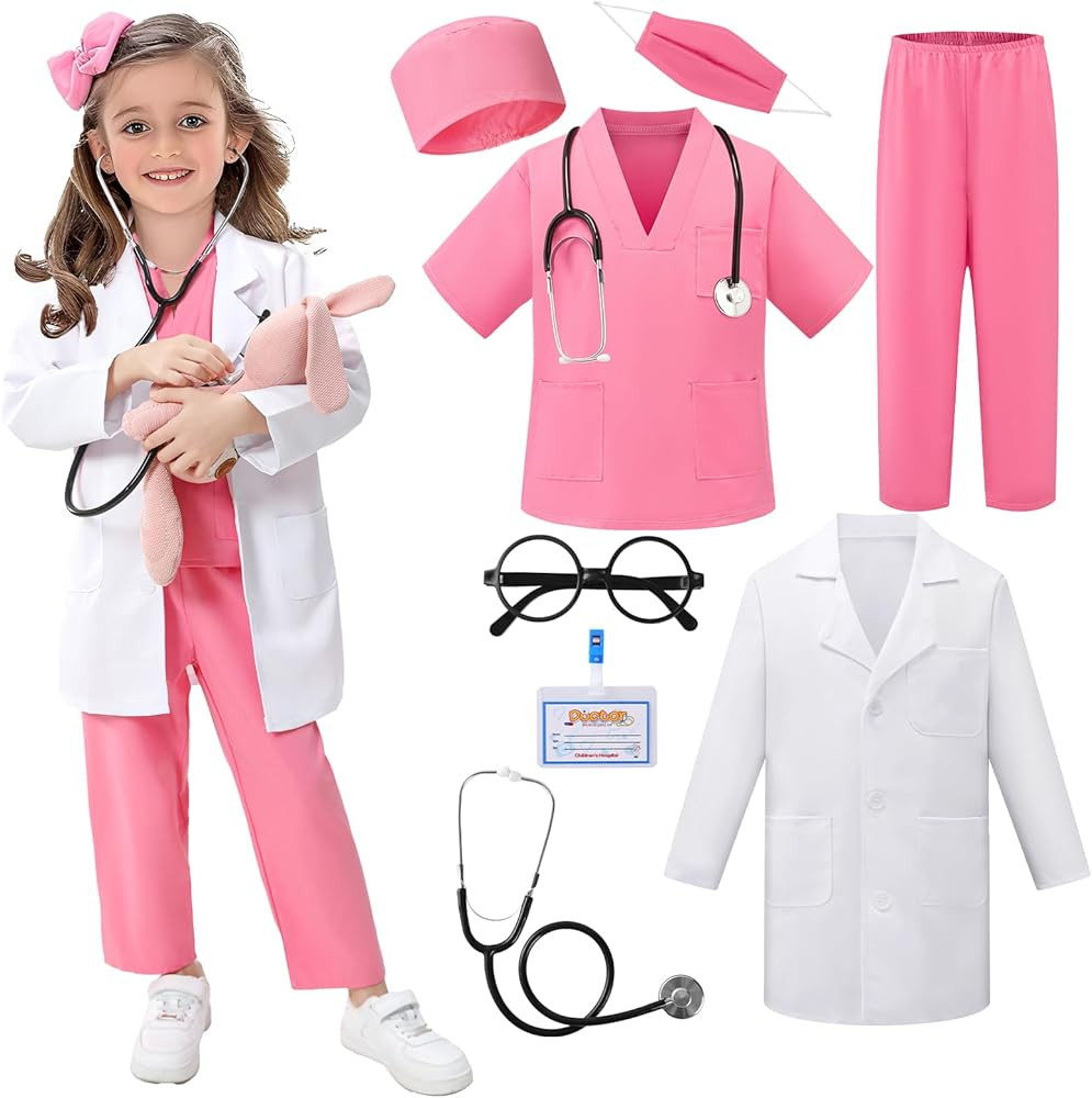 Doctor Costume for Kids - 8pcs Kids Dress Up Set, Toddler Halloween Costumes for Girls Boys, Doct... | Amazon (US)
