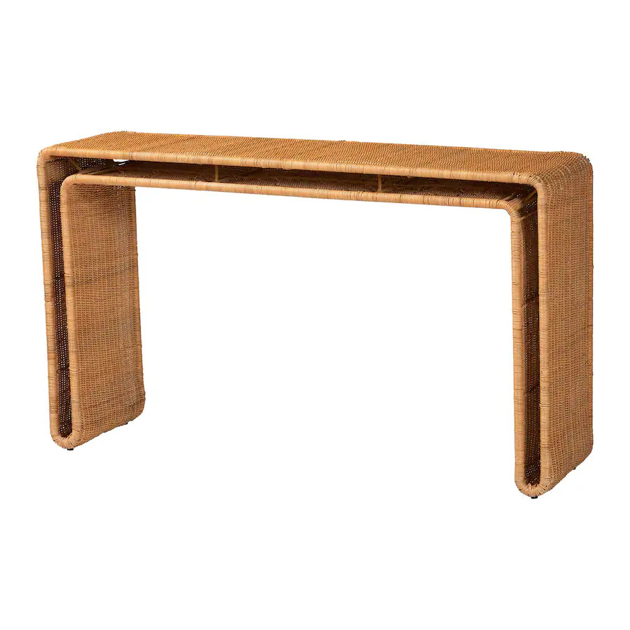 bali & pari - Nevada Bohemian Rattan Console Table - Light Honey | Best Buy U.S.
