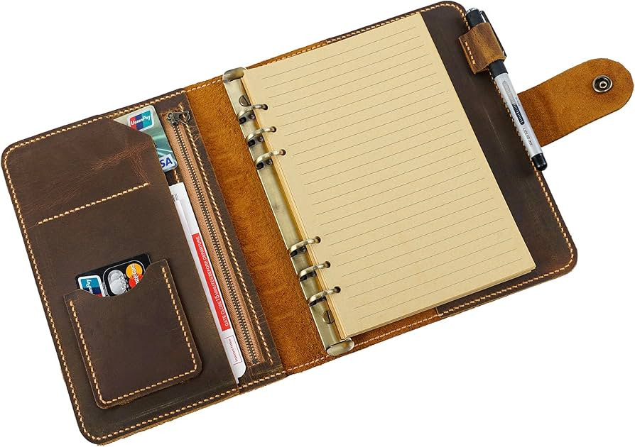 Leather A5 binder planner, Refillable leather journal, Leather notebook, A5 ring binder, Custom g... | Amazon (US)